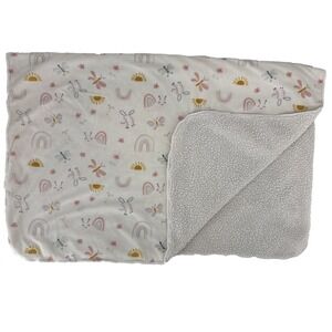 Chick Pea Baby Blanket 30" x 40" Sherpa Plush Rainbow Snail Sun Flowers Butterly